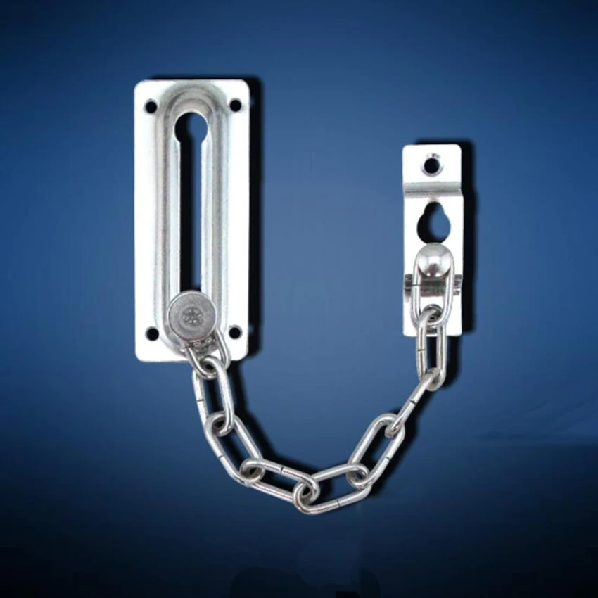 

Sliding Door Lock Chrome Door Lock Chain Bolt Safety Chain Hotel Office Security Chain Gate Cabinet Latches Decorative Hardware