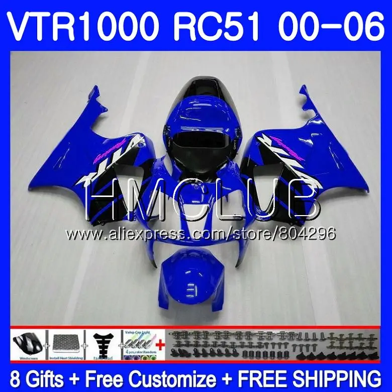 

Fairing Blue black For HONDA VTR1000 2000 2001 2002 2003 2004 2005 2006 80HM.7 RTV1000 VTR 1000 RC51 SP1 SP2 01 02 03 04 05 06