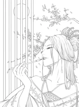Chinese Coloring Book Line Sketch Drawing Textbook Chinese Ancient Beauty Drawing Book Adult Anti-Stress Coloring Books