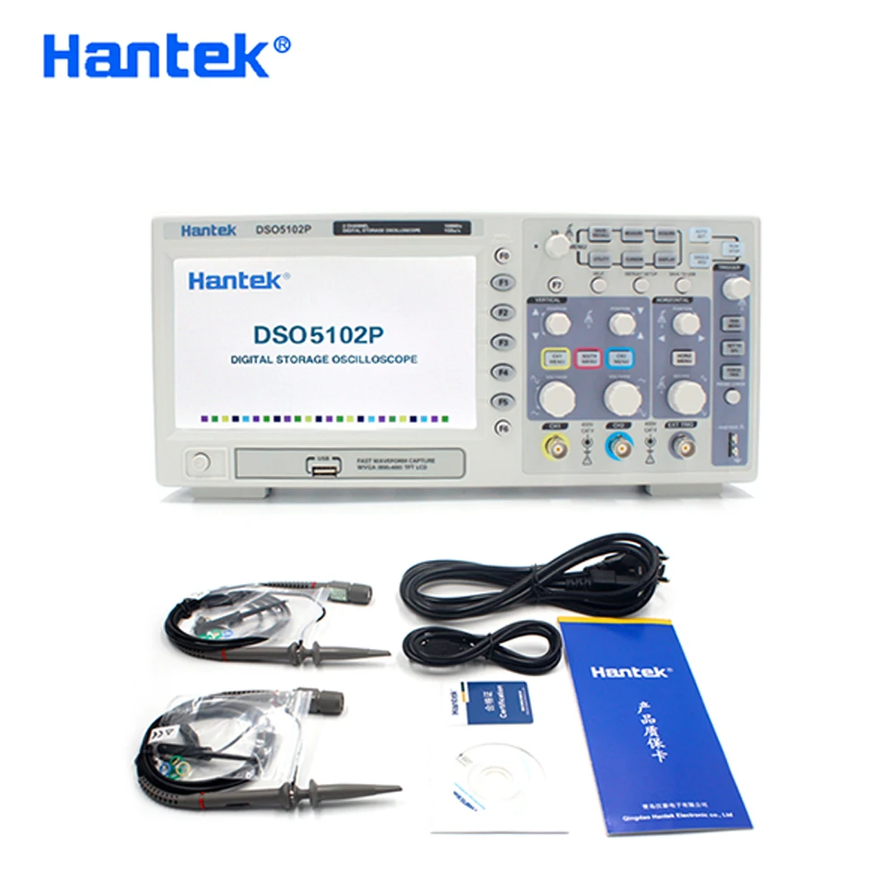 H004 Hantek DSO5102P Цифровой осциллограф 100 МГц 2 канала 1GSa/s 7 ''TFT lcd лучше, чем ADS1102CAL