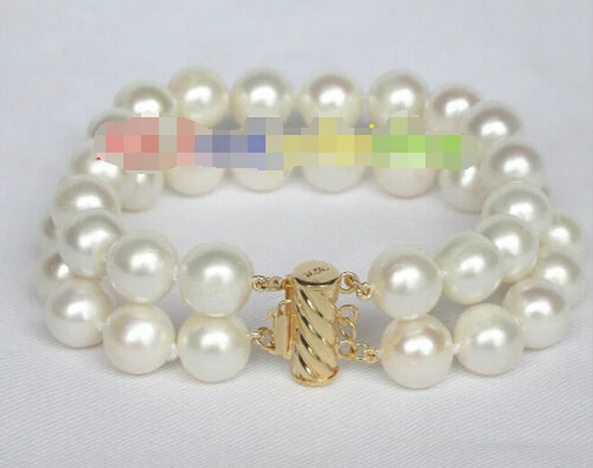 

Hot sell8" 11mm round white Freshwater pearls bracelet -Bridal jewelry free shipping