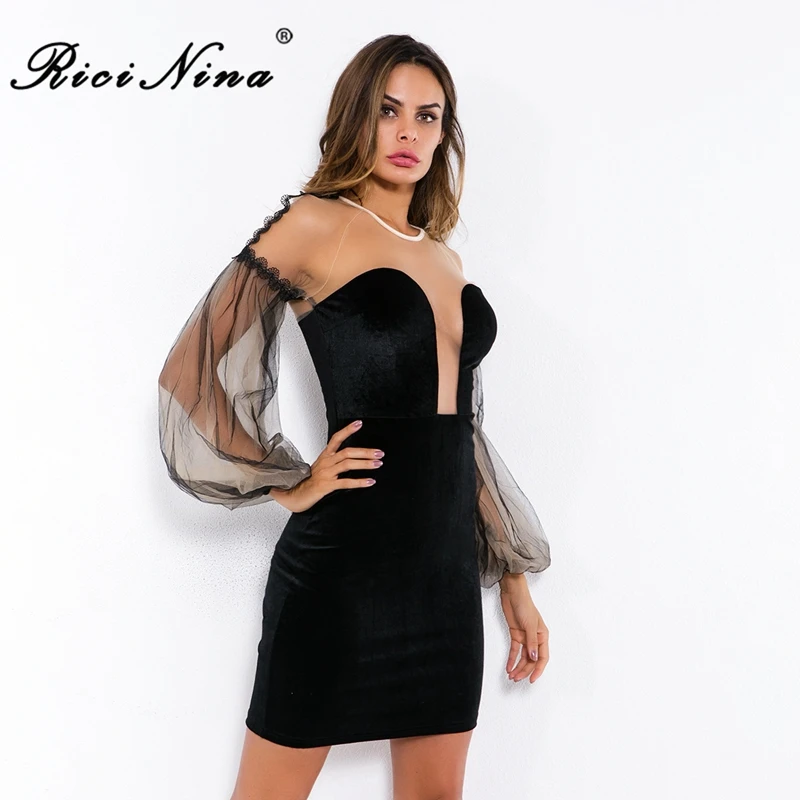RICININA New Women Dress Woman Slash Neck Long Sleeve Backless Slim Mini Dress Ladies Summer Beach Club Pencil Dresses Vestidos