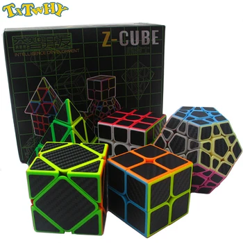 

5pcs/Set Professional Cube Puzzle Set Z CUBE Pyramid Dodecahedron Cube Carbon Fiber Magic Speed Cube Educational Toys