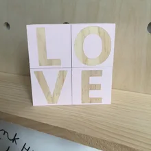 4 pcs Exibição de Cartas de Amor Decoração De Madeira Modelo de Brinquedo de Blocos de Construção Criativa Kid Quarto Artigo INS Natal Presente de Aniversário Pro