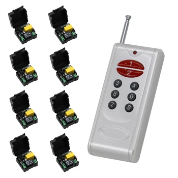 

Promotion Price 315MHZ 433MHZ 220 V 1 CH RF Wireless Remote Control Switch 8 Receivers+1 Transmitter Long Distance 500m