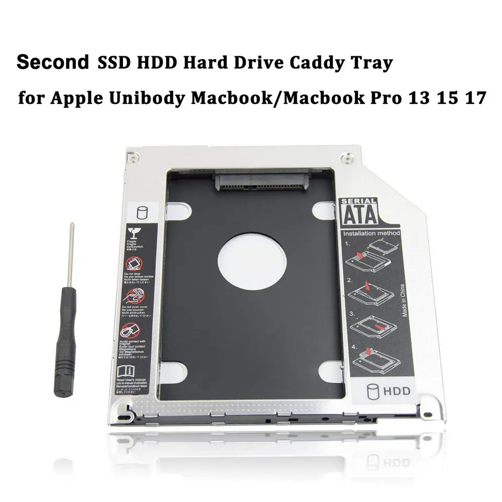 Ingelon 2nd 2,5 ''SATA HDD SSD жесткий диск DVD CD Привод Оптический SuperDrive Caddy 9,5 мм адаптер для Apple Unibody macbook Pro