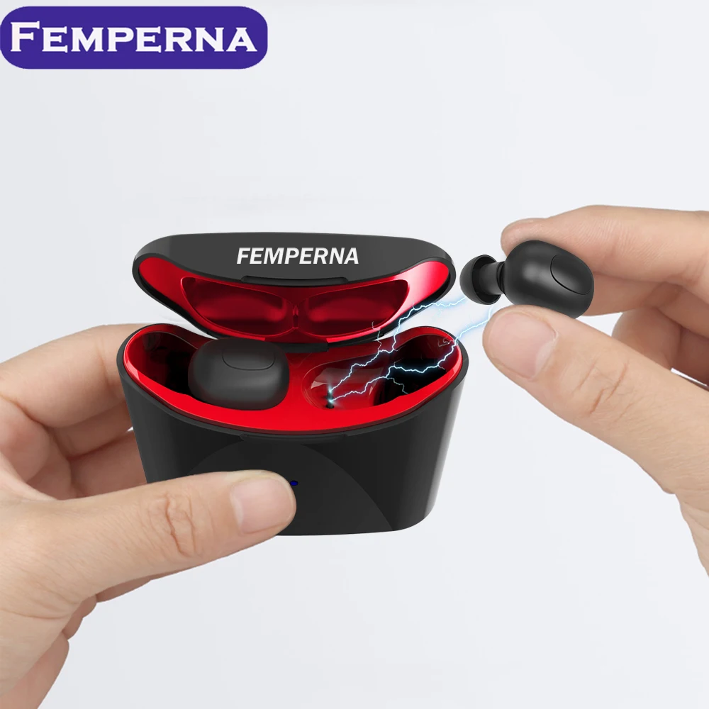 

Femperna Mini Air Pod Bluetooth 5.0 Sports Headset Wireless Earphone with charging box Bluetooth 5.0