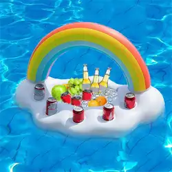 Zomer вечерние Emmer Rainbow Cloud Bekerhouder Opblaasbare бассейн поплавок Bier поилка коечистка Tafel бар лоток Strand Zwemmen кольцо