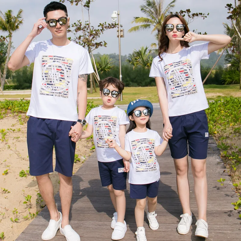 

Summer Sets Family Matching Outfits Short Sleeve T-Shirt+Shorts 2pcs Dad Mother Daughter Son Kid T shirt Sport Suit Tops Clothes