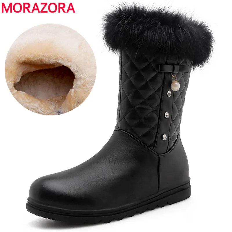 

MORAZORA 2020 pink new arrival ankle boots for women simple zipper platform shoes warm winter snow boots antiskid waterproof