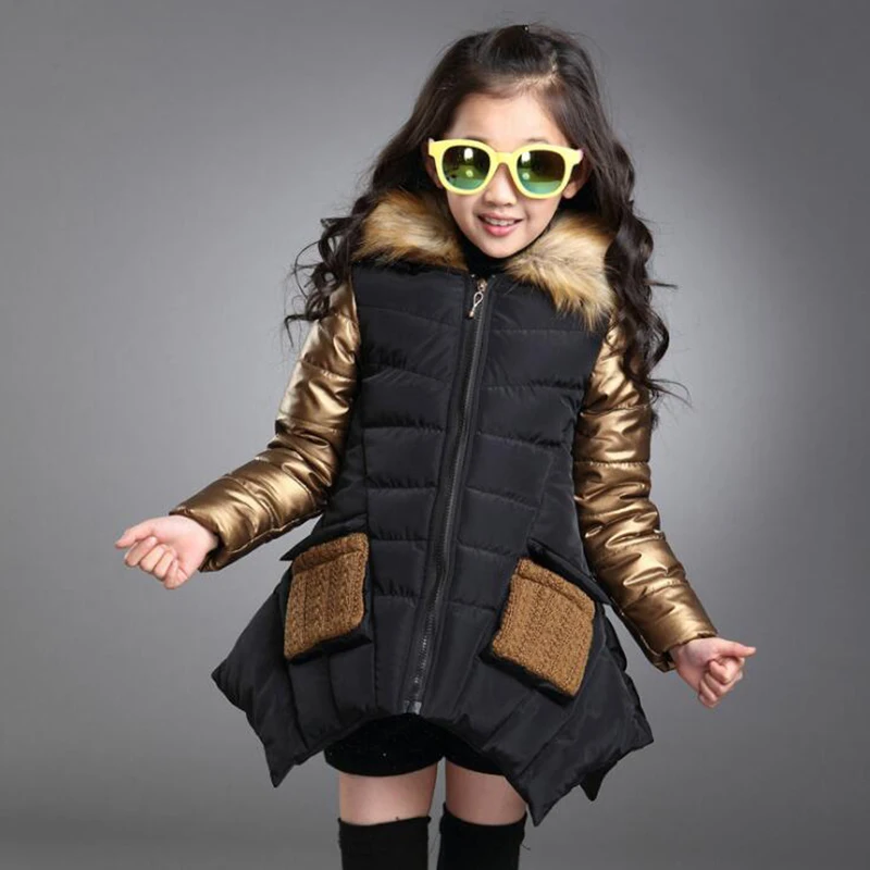 

Girls Kid Padded School Quilted Winter Coat Jacket Puffer Fur Hooded Parka 3-15Y