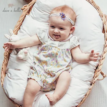 

DBH10791 Dave bella new born baby girls fashion jumpsuits cute floral infant toddler clothes children summer romper 1 piece
