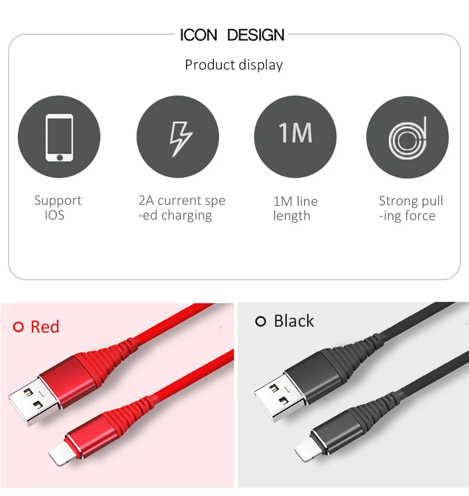 NOHON TPE Lighting Fast Charging Cable 8 Pin Phone For iPhone X 8 7 6s 5s Plus 1M Durable Data Cable For iPad Mini IOS 8 9 10 11 (2)