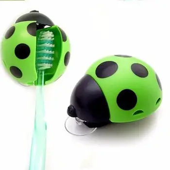 

Cute Bathroom Set Sanitary Kids Ladybug Wall Mounted Toothbrush Holder Cartoon Animal Brush Holder With Suction Cup