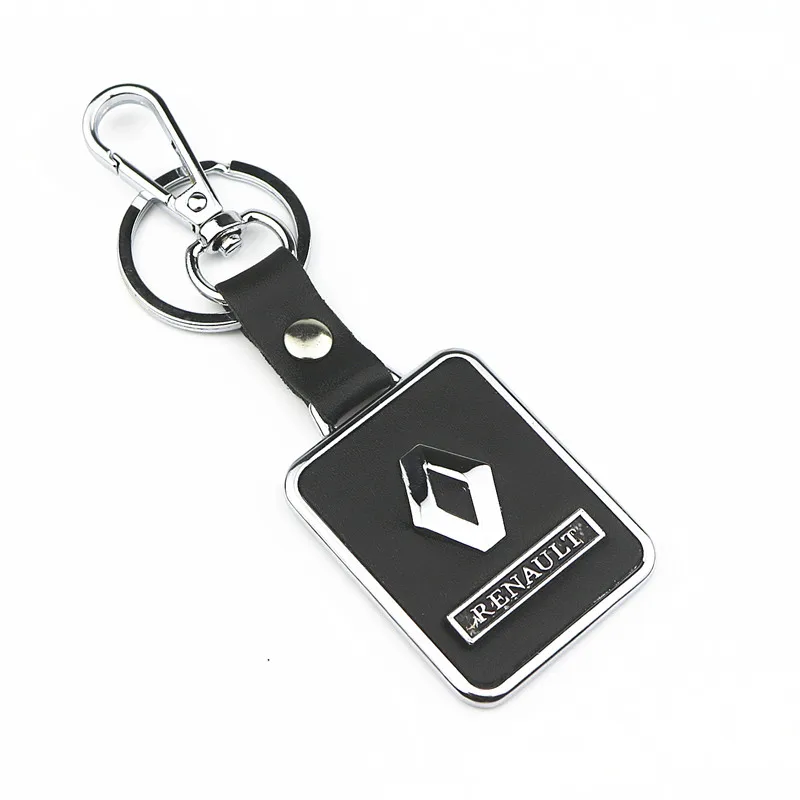 

3D Metal Leather Car Key Ring for Fashion Brand Auto Supplies Renault Emblem Keychain Reynolds Car Accessories Key Chain