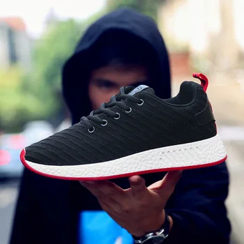 

Sneakers Men 2019 Air Mesh Breathable Lace Up Men Trainers Shoes Solid color Outdoor Walking Casual Shoes for Men