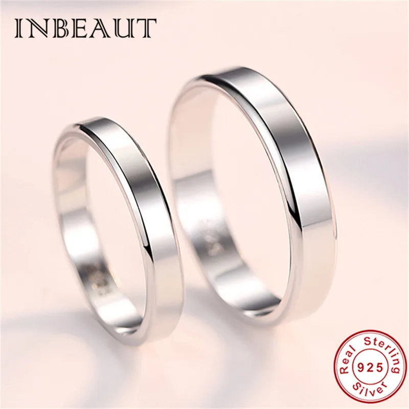

INBEAUT Classic Sterling 925 Silver Wedding Rings for Women 100% Real Solid S925 Engagement Ring Men Hot Sale Couple Jewelry