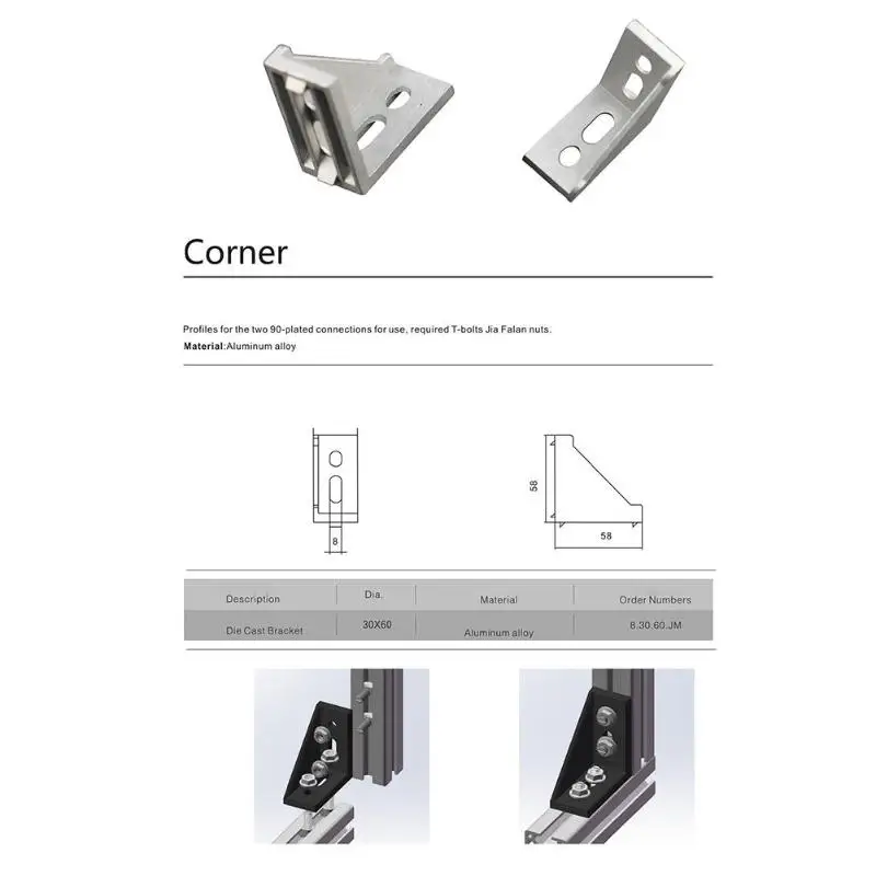 10 шт. Угловой Монтаж угол декоративные кронштейны алюминиевый профиль аксессуары