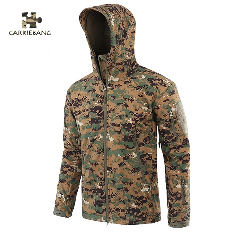 

Soft Shell Military Style Print Zipper Tactical Coat Men Waterproof Warm Jacket Camouflage Hooded Men Tactical Jackets