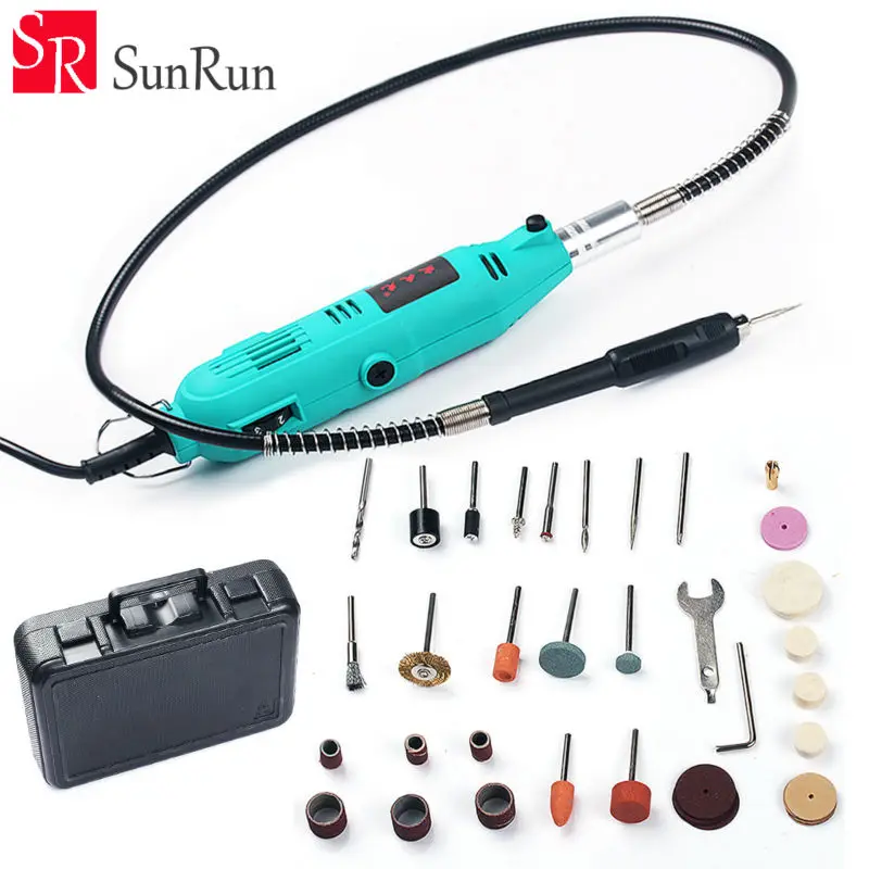 

High Quality 220V 140W Mini Grinder 6 Speed Mini Drill DIY Electric Hand Drill Machine with + soft shaft