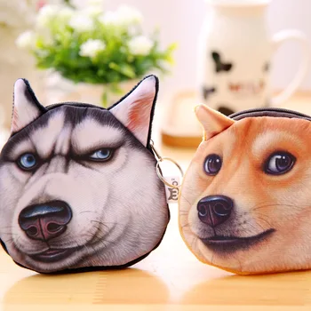 

eTya Fashion 3D Coin Purses Children Cute Dog Pattern Money Bag Portable Small Money Pouch Mini Akita Husky Dog Card Key Holder