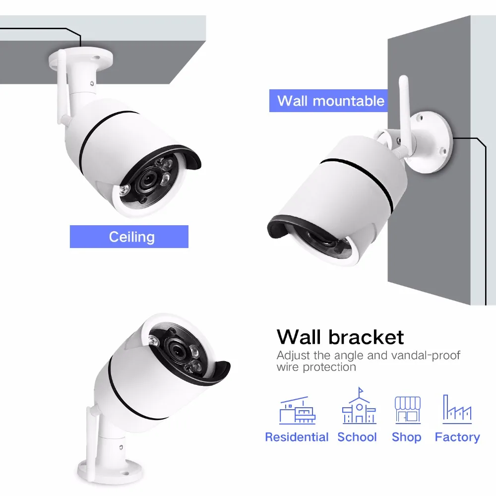 SDETER наружная Водонепроницаемая беспроводная ip-камера-wifi пуля камера безопасности Встроенная 16G карта памяти CCTV камера ИК движения обнаруживает