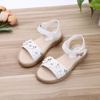 

Girls Sandals Children Shoes 2019 New Summer Shoes Pearls Kids Sandals For Girls PU Leather Flowers Princess Shoes Girls Sandal
