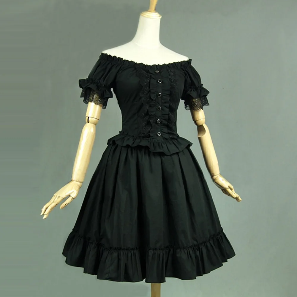 

summer dress 2016 women sexy shirt dress Female Vintage Gothic costume Ruffled big swing Casual dress