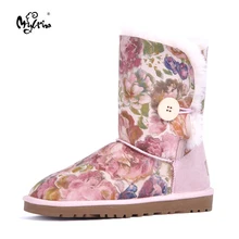 Top Quality 2018 New Genuine Sheepskin Leather Women Snow Boots 100% Natural Fur Winter Boots Warm Wool Boots Winter Shoes