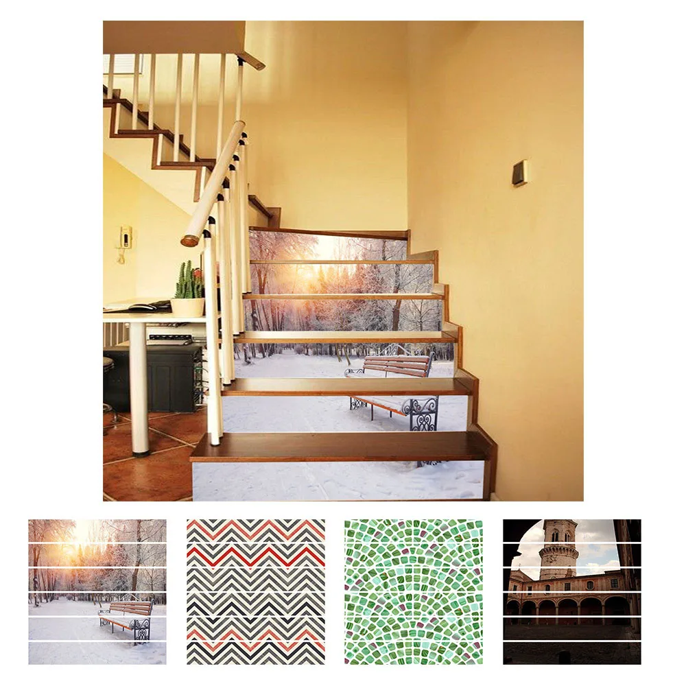 Sunshine Waterfall Stair Wall Stickers Art Stair Sticker PVC Decals for