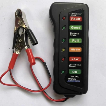 

12V Car Motorcycle Truck 6 LED Light Display Battery Tester Pressure Gauge LED Digital Battery Alternator Testers