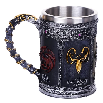 

1Pcs GAME OF THRONES SIGIL TANKARD Creative Drinkware Skull Mug Coffee Cup Stainless Steel Design Free Shipping ePacket