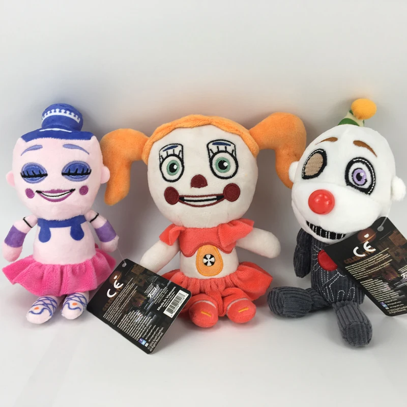 3pcs 20cm FNAF Five Nights At Freddy's Sister Location Circus Baby Ballora Ennard Funtime Foxy Freddy Plush Stuffed Toys Doll