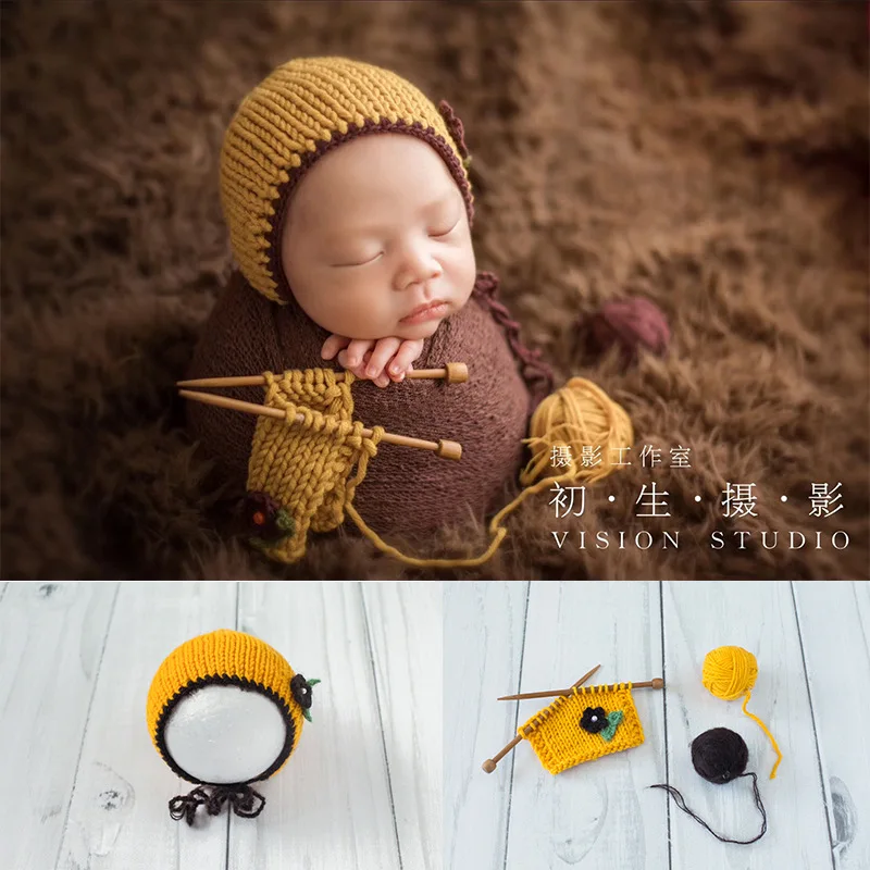 Newborn  photography costume props hat creative baby photos hand-woven bebe  hat studio props