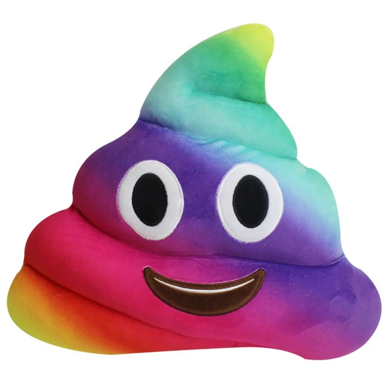 New Cute Rainbow Colours Emoji Poo Pillow Cushion Shits Poop Stuffed