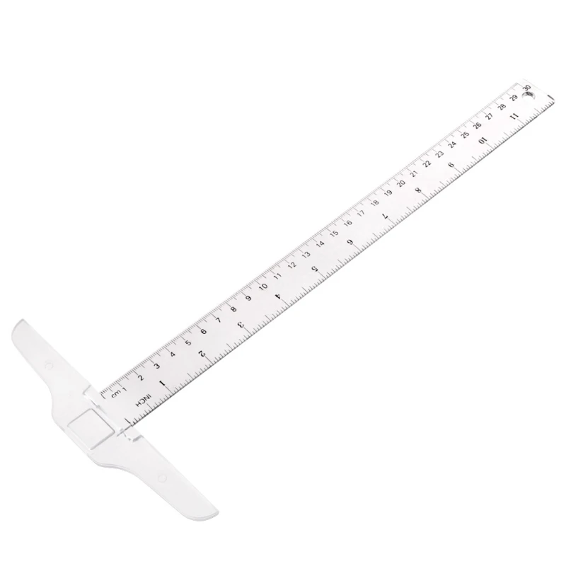 30 см/1" пластиковая Т-образная Метрическая линейка см/дюйм двухсторонняя шкала измерительный инструмент