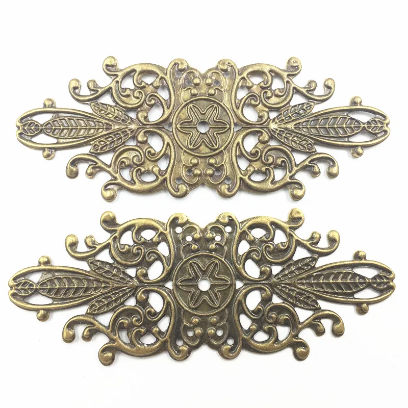 Connector Vintage Bronze Tone Flower Pattern Filigree Wraps Alloy Embellishments Jewelry DIY