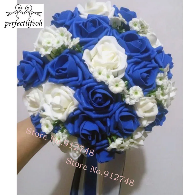 Royal Blue Foam Roses Artificial Flower Bride Bouquet Party Decor bouquet for Wedding decoration wedding bouquets,artificial rose flowers,wedding flower decoration