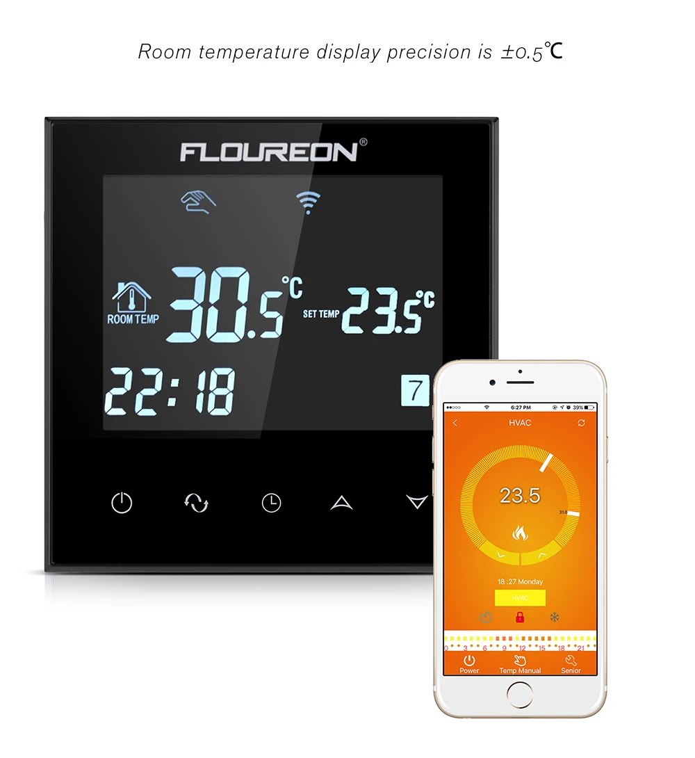 Floureon умный Wi-Fi программируемый цифровой сенсорный экран термостат HY03WE-4-Wifi