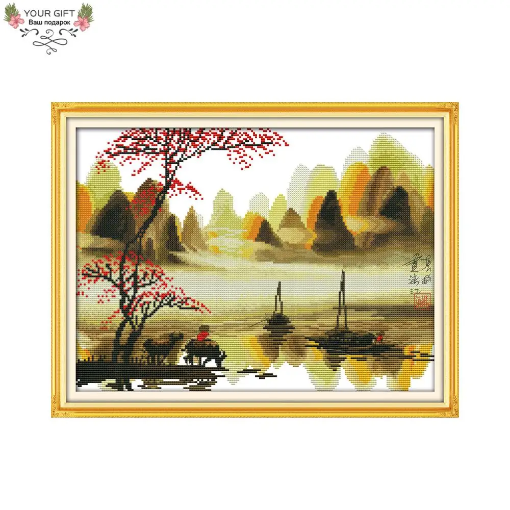 Joy Sunday F743 (2) Бесплатная доставка поэтический домашний декор Lijiang Li River Китайская