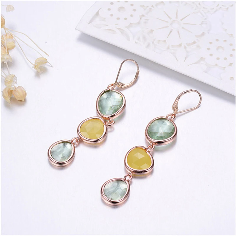 

Drop Earrings for women Resin Stone Colorful Long Dangling Earrings Fashion Jewelry brincos 2018