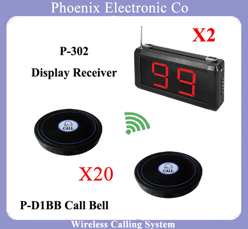Restaurant Wireless Ordering System Gust Paging System,2 pcs Waitress