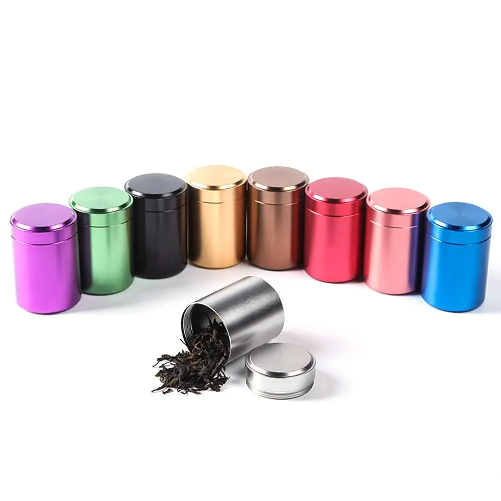 80ml Metall Aluminium Verschlossenen Dosen Tragbare Reise Tee Caddy Luftdichten Geruch Proof Container Stash Jar