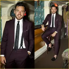 Индивидуальные Бургундия Жених Смокинги для женихов итальянский Стиль мужские свадебные Пром ужин Костюмы 2 шт. дружки костюм(куртка+ Брюки для девочек