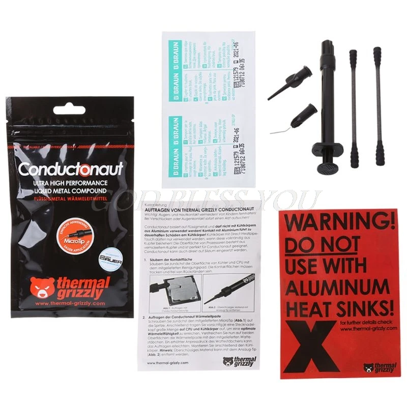 

Cooling Accessories 1g Heavy Duty Thermal Grizzly Conductonaut Thermal Grease Paste Compound