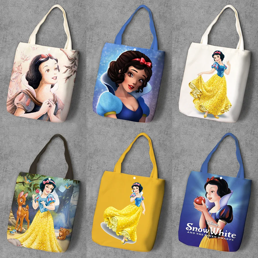 

IVYYE Snow White Fashion Anime Foldable Canvas Shopping Bag Casual Shoulder Bags Customized Tote Handbag Lady Girls New