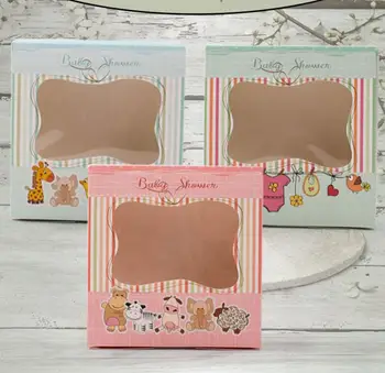 

13.5*13.5*5cm baby shower gift cardboard boxes,gift box with clear pvc window packaging,gift packing craft box