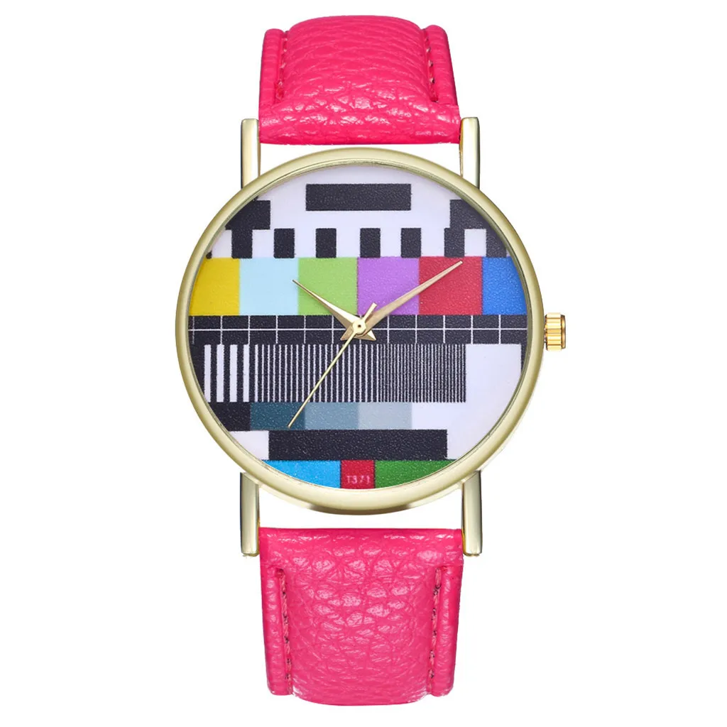 Женские винтажные часы с кожаным ремешком, Модные кварцевые наручные часы с циферблатом, подарок на день рождения, креативные часы для отдыха, Reloj Mujer# A - Цвет: Розовый