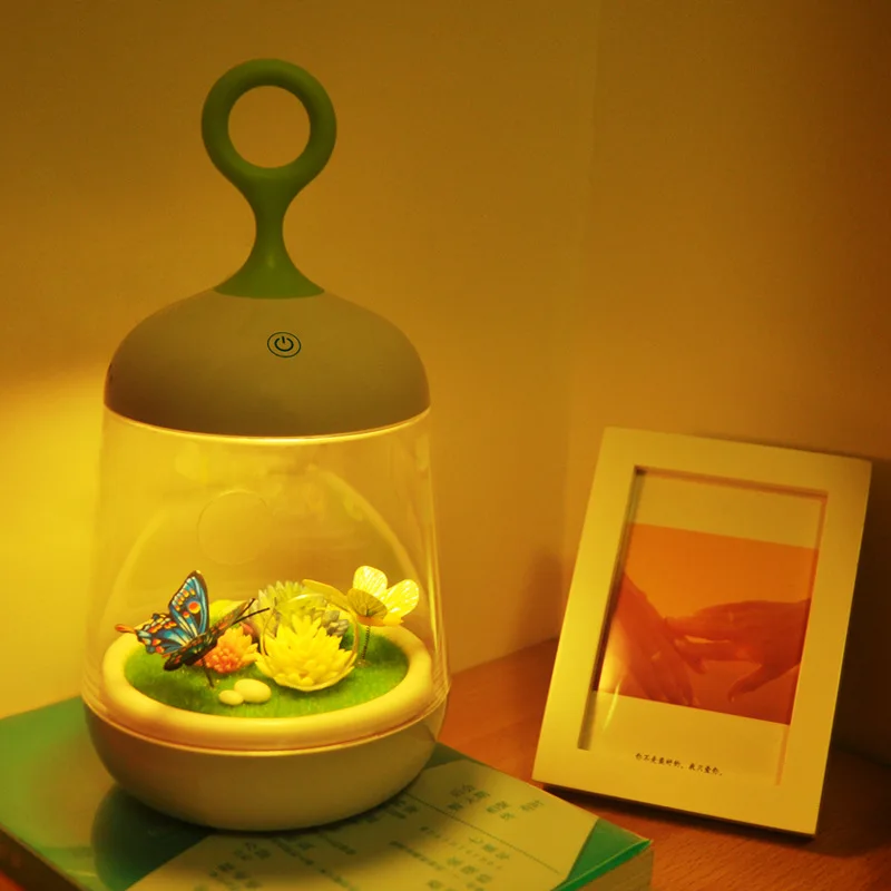 

FENGLAIYI Creative Butterfly Rabbit DIY USB Charging LED Night Light Micro Landscape Plant Night Lamp Bedside Desk Gift Led Lamp
