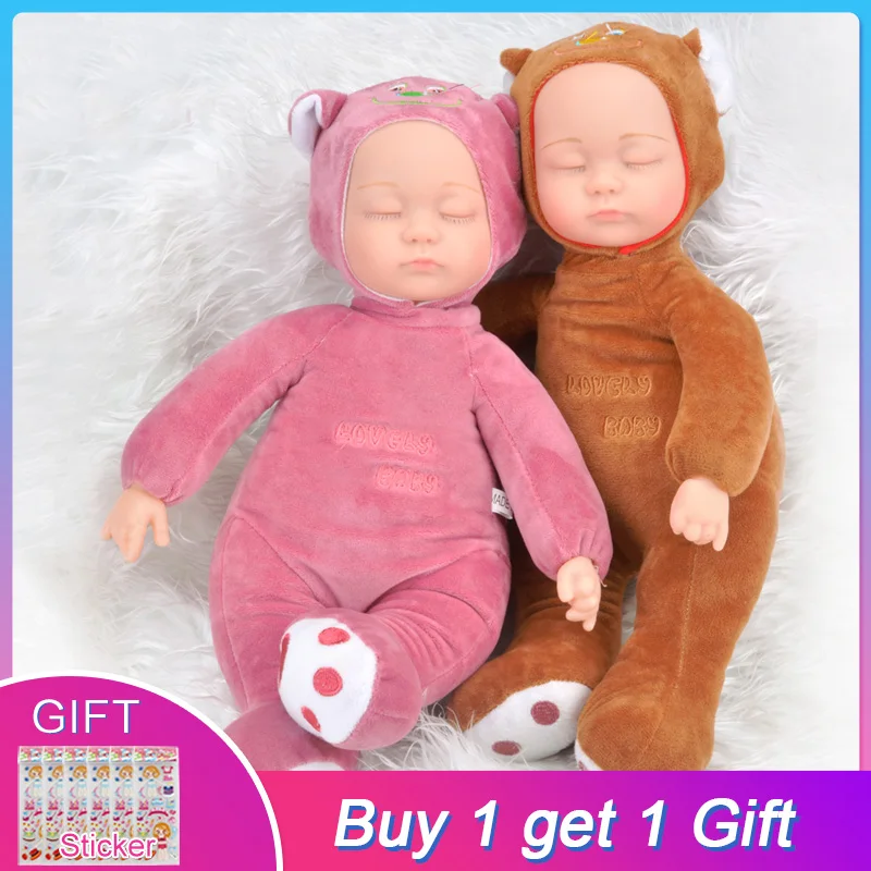 

UCanaan Plush Stuffed Doll Toys Kawaii Bear Simulated Babies Sleeping Dolls Toys for Children Birthday Gifts 15Inch